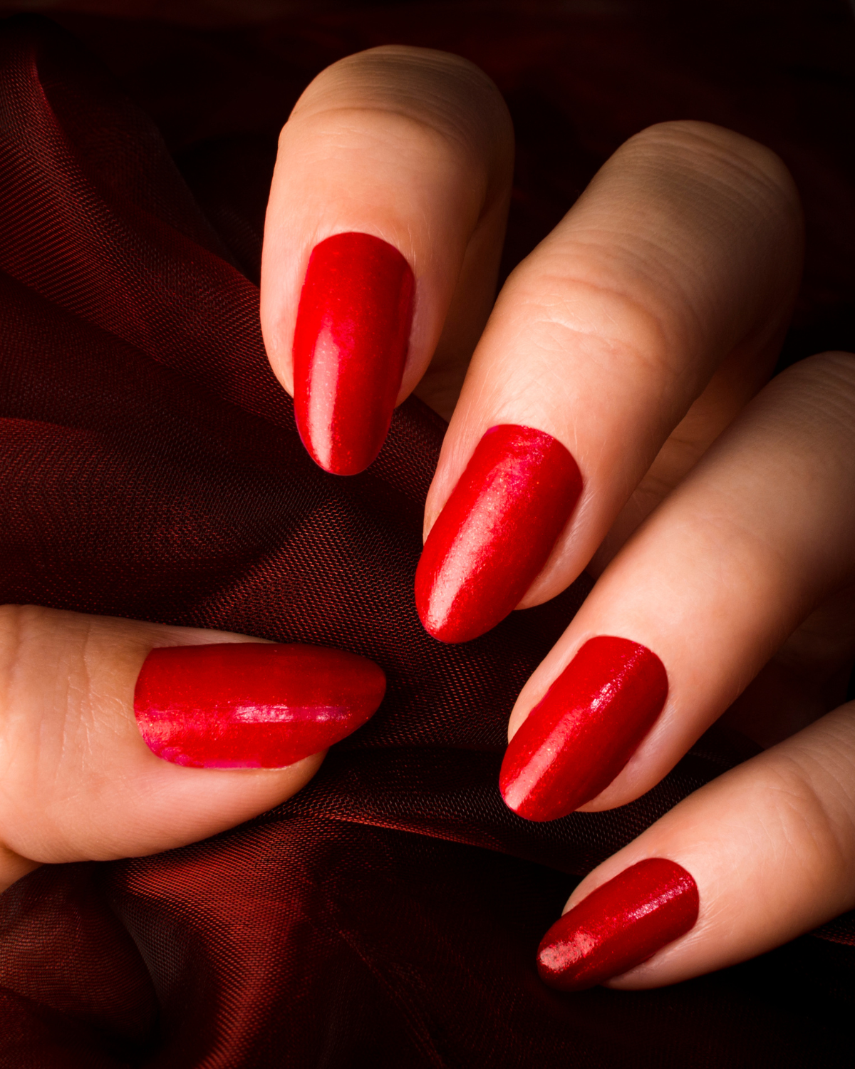 Red nail polish and manicure
